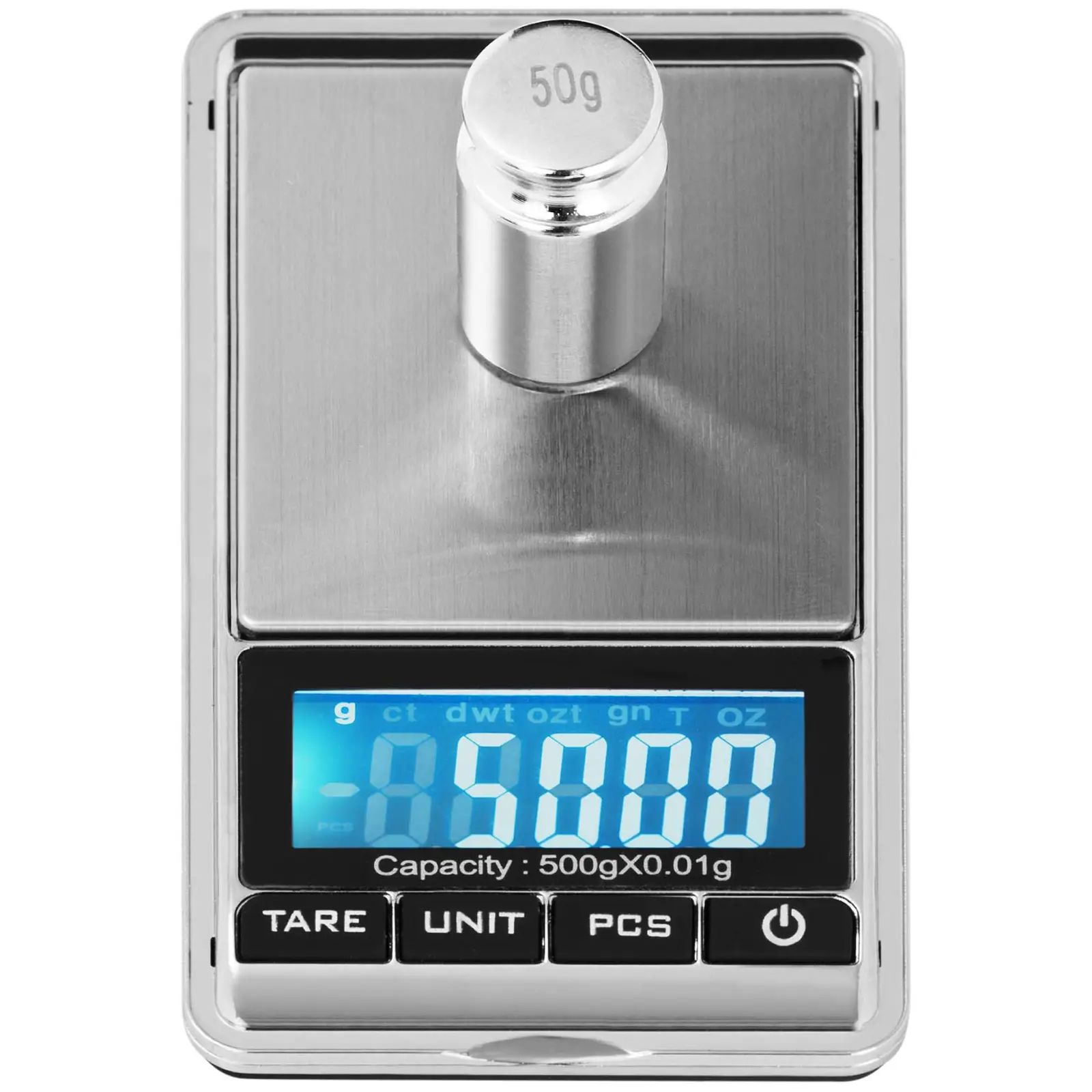 Digitální kapesní váha - 500 g - 0,05 g / 200 g - 62 x 54 mm - pouzdro z umělé kůže (Ukládání: Ne)
