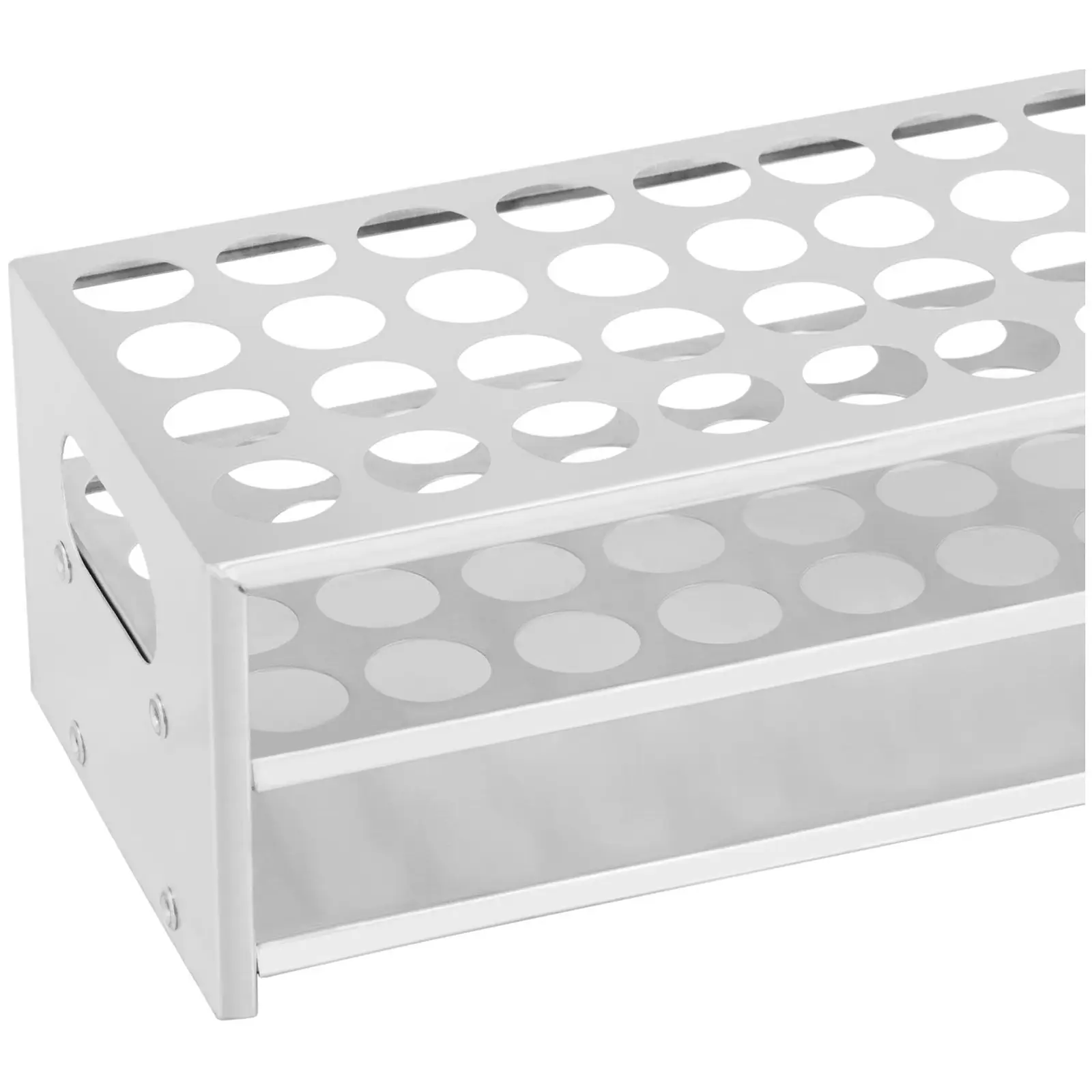 Stojan na zkumavky - hliník - pro 40 skel (Barva: Stříbrná)