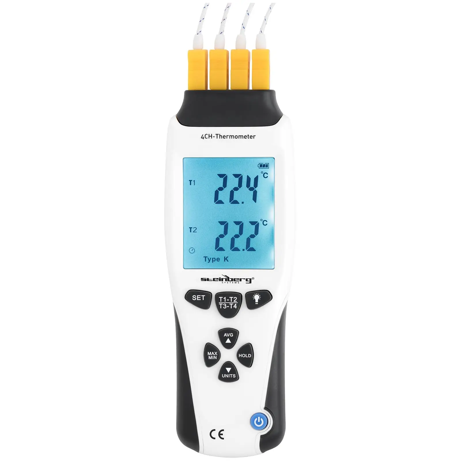 Temperaturmätare - 4 kanaler - Typ K/J