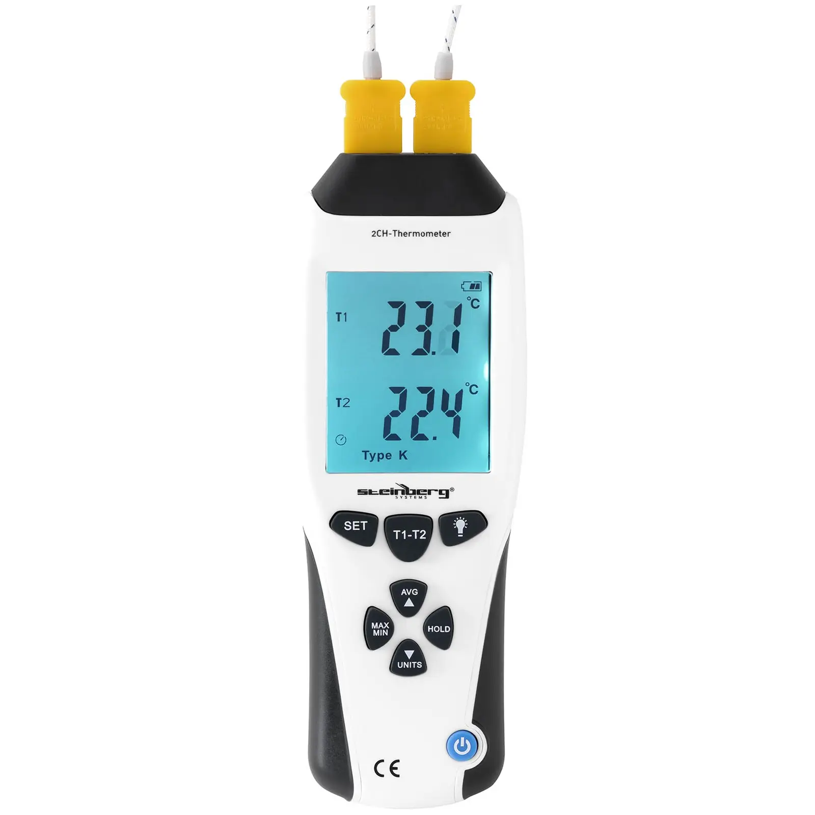 Digitalt termometer - 2 kanaler - type K/J