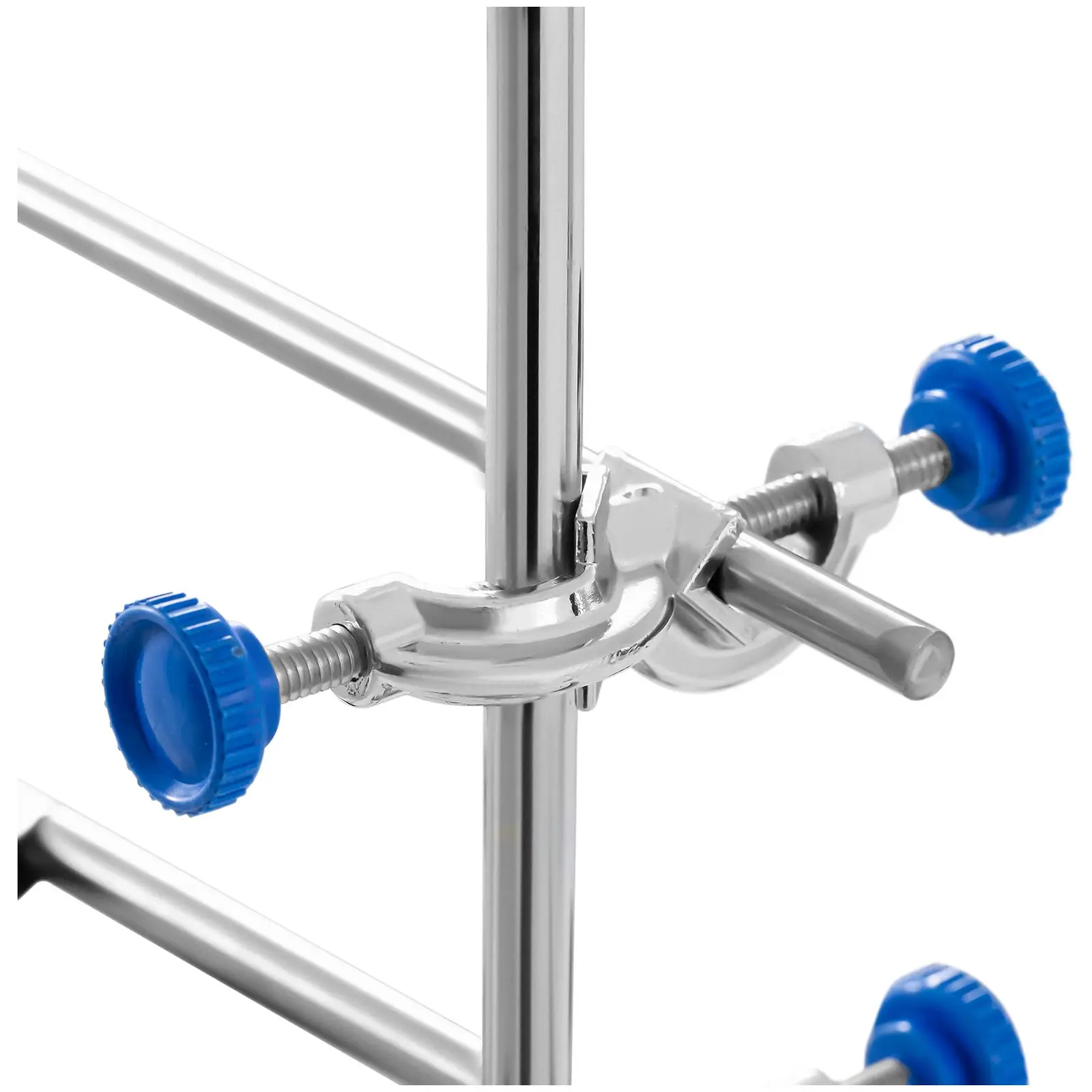 Support de laboratoire - Avec pince à burette, 2 pinces et 3 anneaux (Dimensions – base de la fiole [mm]: 90)
