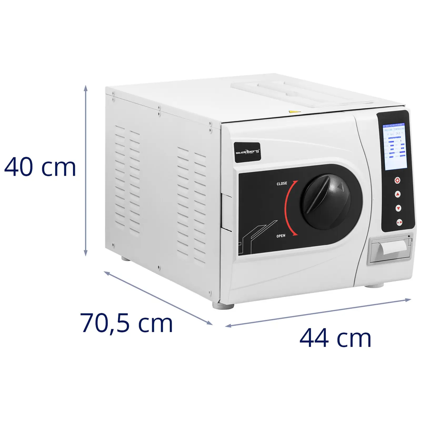 Autokláv - třída B - 23 l - LCD - 6 standardních programů (Ochranné funkce: Pojistka T10AL250V / bezpečnostní ventil)