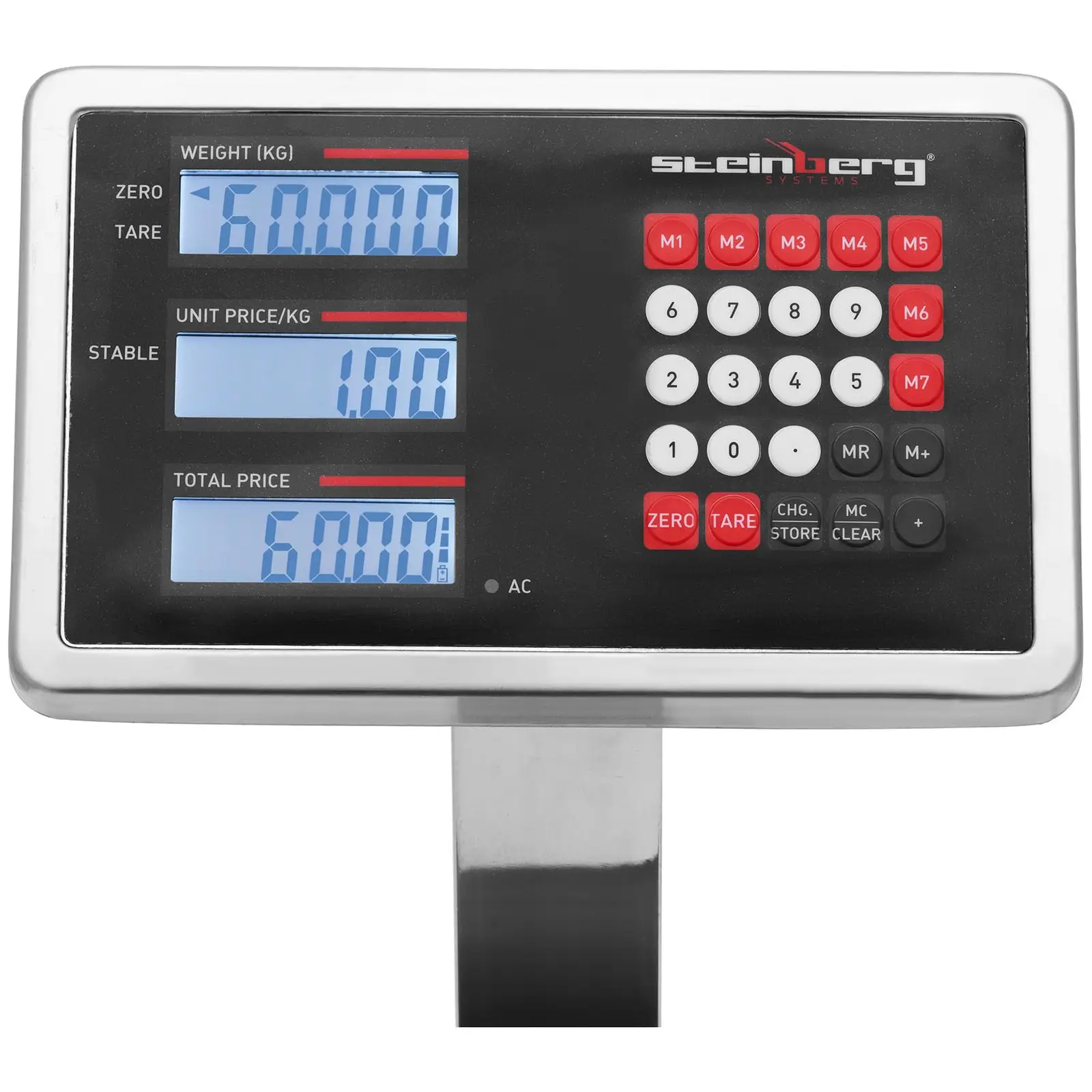 Дигитален кантар - 60 кг / 0,007 кг - 290 x 340 x 92 мм - кг / lb - LCD