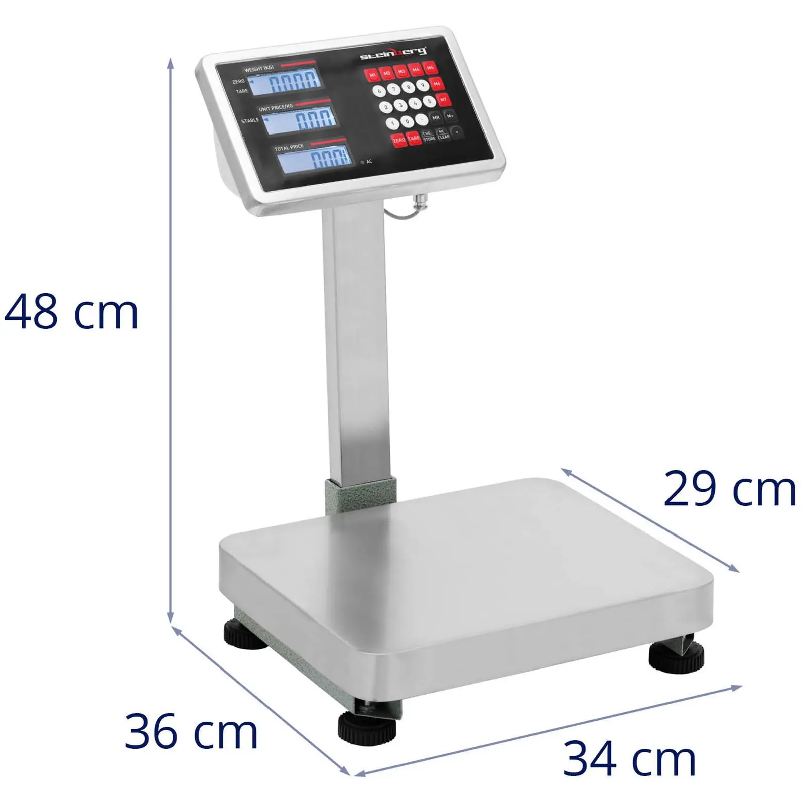 Balance de contrôle - 60 kg / 0,005 kg - 29 x 34 cm - 3 écrans LCD sur trépied (Remise à zéro: Oui)