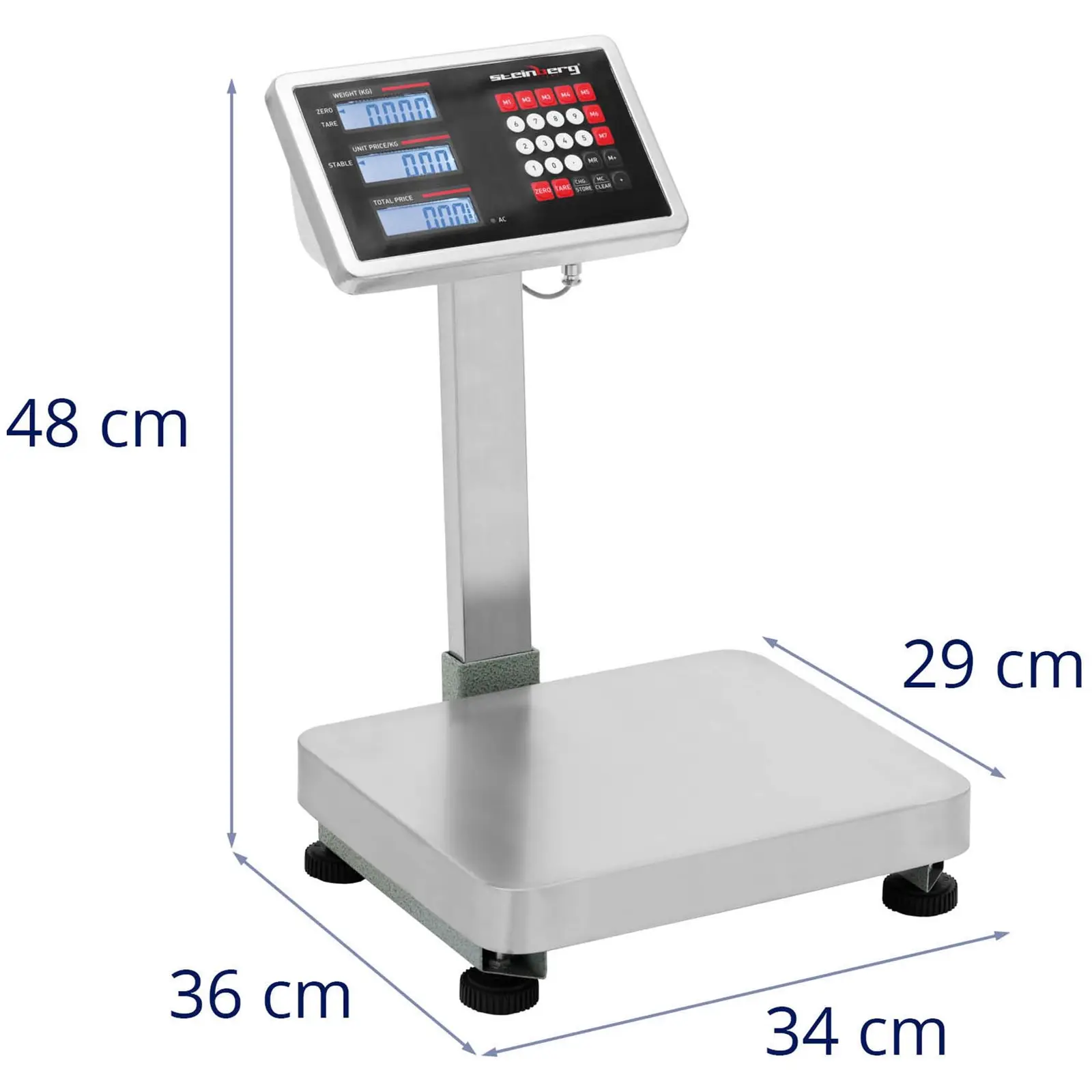 Digital vekt - 60 kg / 0,007 kg - 290 x 340 x 92 mm - kg / lb - LCD