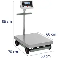 Platform Scale - rollable - 600 kg / 0,1 kg - 500 x 600 x 190 mm - kg / lb