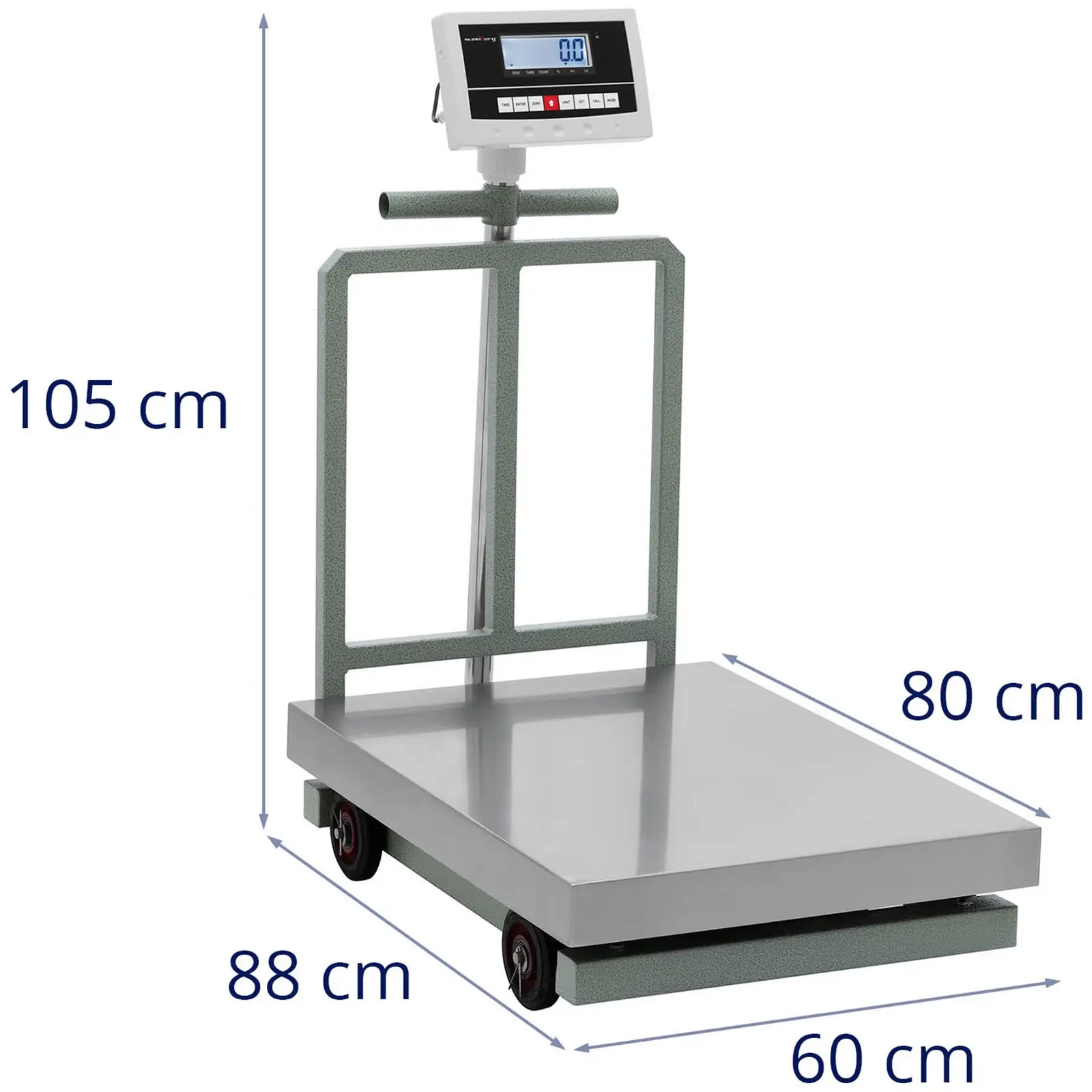 B-varer Plattformvekt - med hjul - 1000 kg / 0,2 kg - 600 x 800 x 195  mm - kg / lb