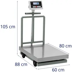Platform mérleg - gurulós - 1000 kg / 0,2 kg - 600 x 800 x 195  mm - kg/lb