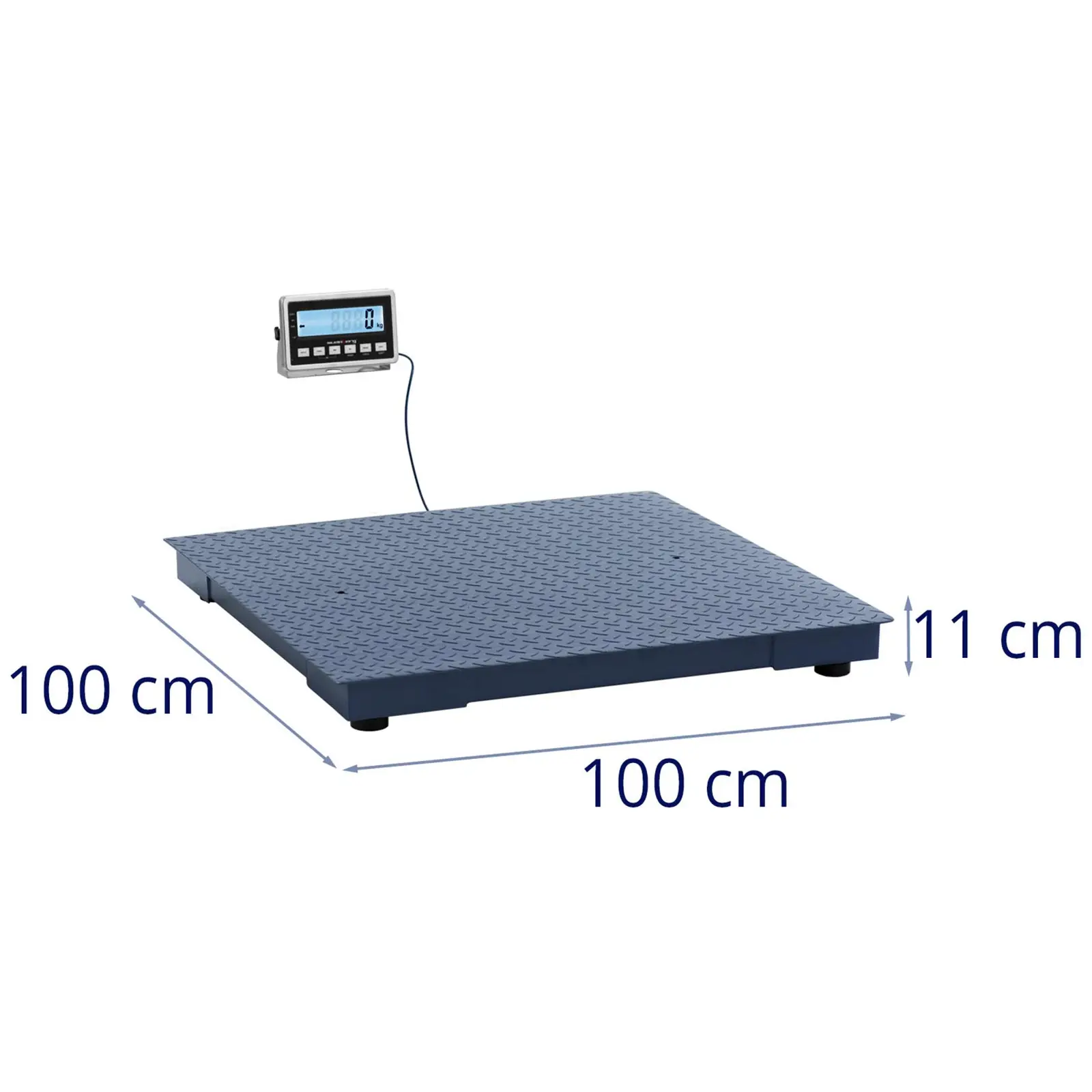 Gulvvægt - 3000 kg / 1 kg - 1000 x 1000 mm - LCD