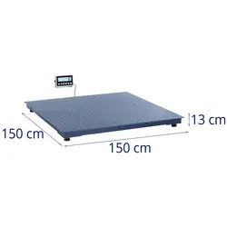 Vloerweegschaal - 5000 kg / 2 kg - 1500 x 1500 mm - LCD