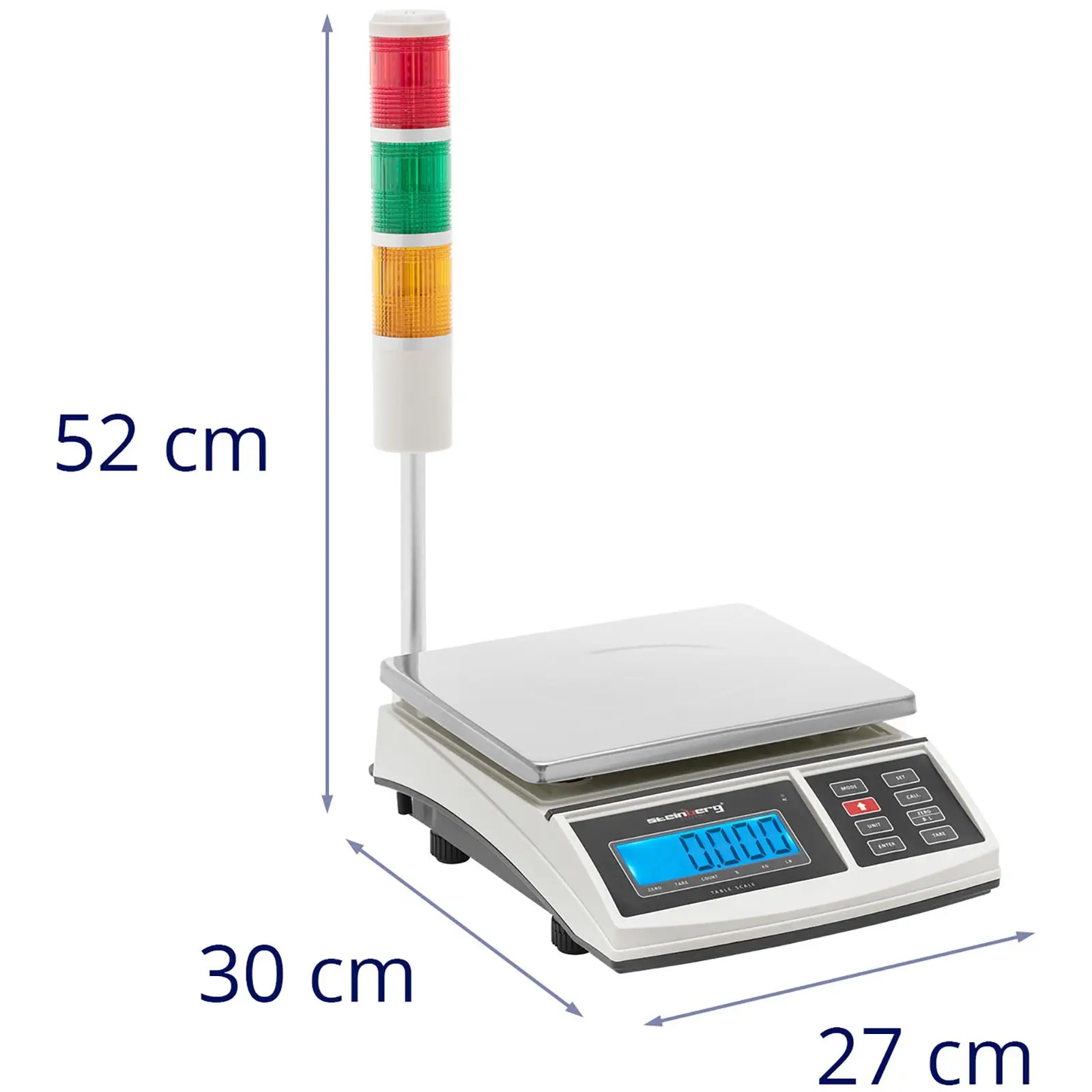 Balanza de mesa - 3 kg / 1 g - 210 x 270 mm - Piloto luminoso - LCD