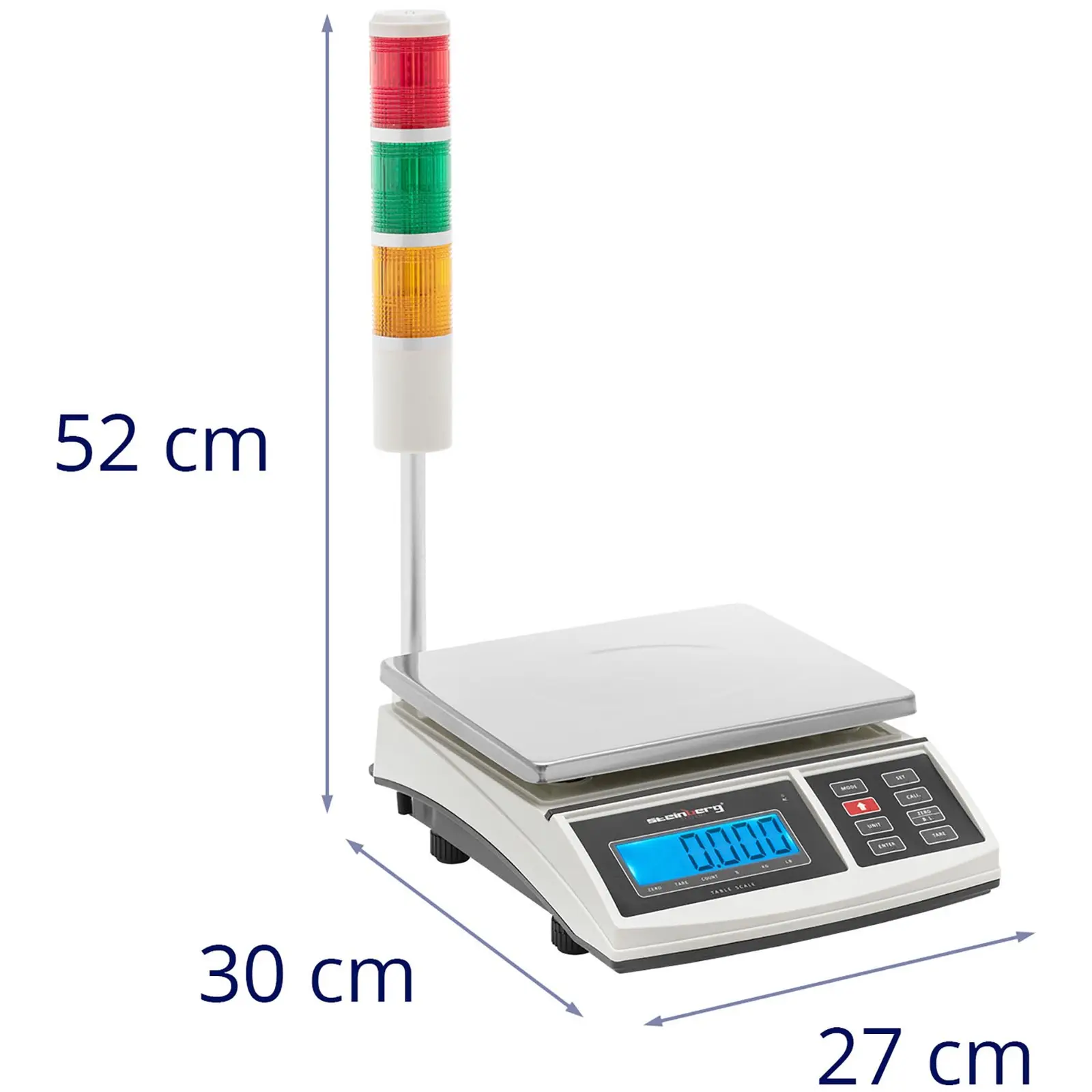 Bilancia da tavolo - 3 kg / 1 g - 210 x 270 mm - Indicatore luminoso - LCD