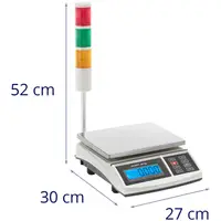 Bordvægt - 3 kg / 1 g - 210 x 270 mm - advarselslampe - LCD