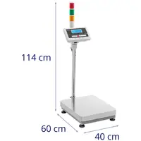 Industrivægt - advarselslampe - 60 kg / 0,002 kg - 400 x 500 x 122 mm - kg / lb