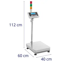 Waga platformowa - światełko ostrzegawcze - 300 kg / 0,005 kg - 400 x 500 x 122 mm - kg/lb