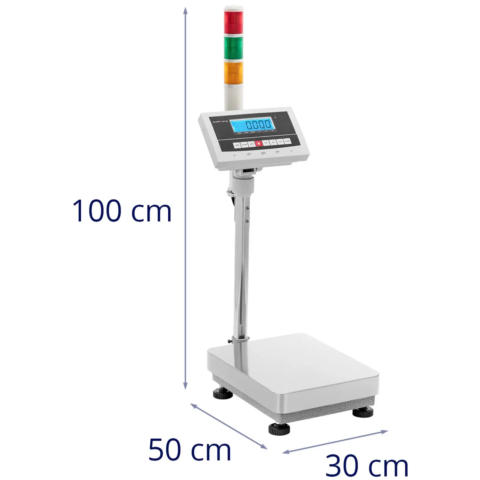 Industrivægt - advarselslampe - 30 kg / 0,001 kg - 300 x 400 mm - kg / lb