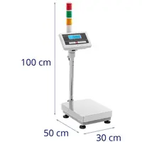 Platformweegschaal - waarschuwingslampje - 30 kg / 0,001 kg - 300 x 400 mm - kg / lb