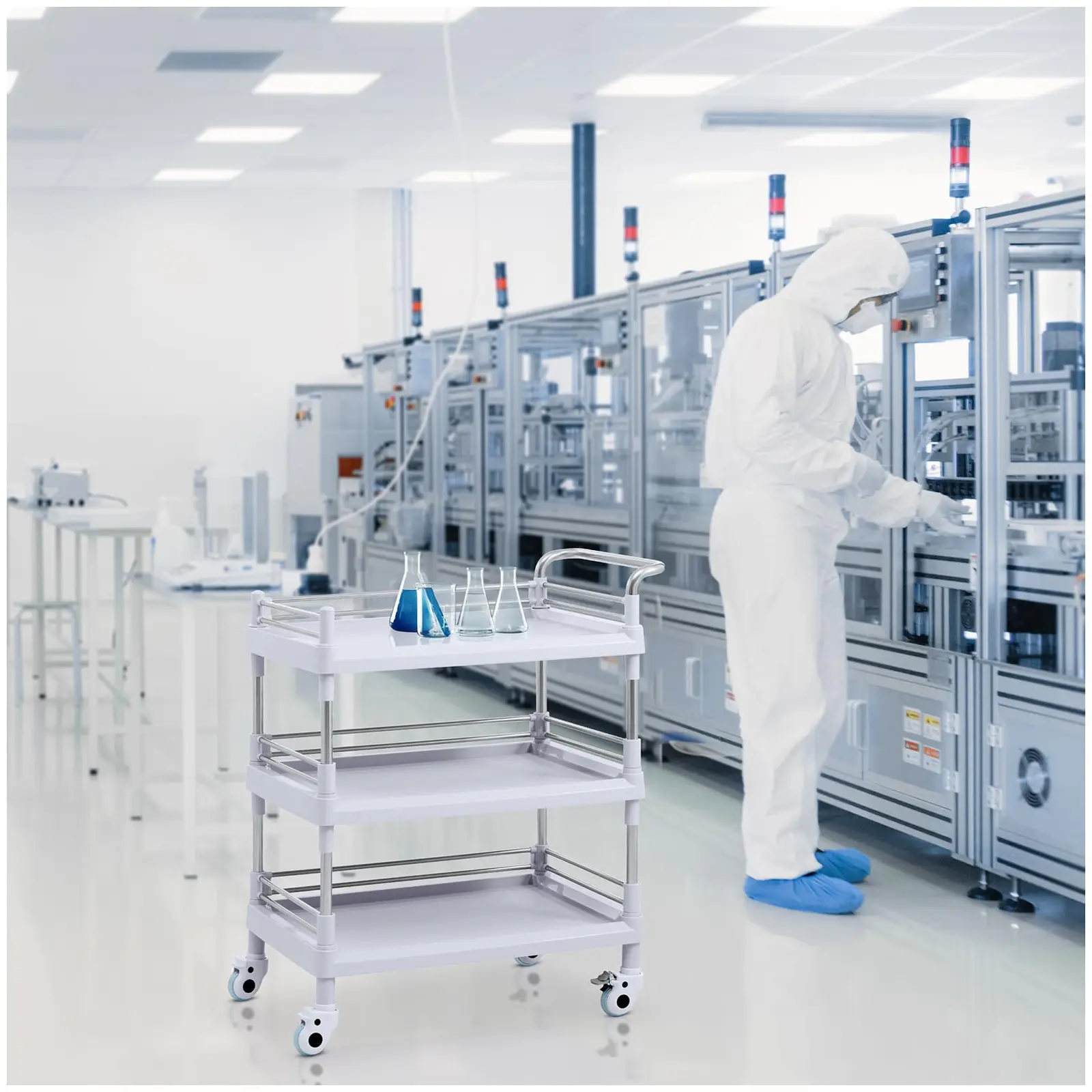 Factory second Laboratory Trolley - 3 shelves each 53 x 38 x 5 cm - 30 kg