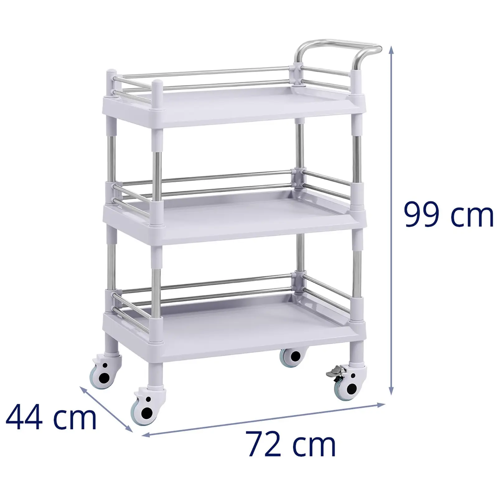 Laborwagen - 3 Ablagen je 53 x 38 x 5 cm - 30 kg (Maße Ablage [cm]: 53 x 38 x 5)
