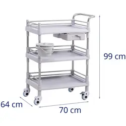 Laboratory Trolley - 3 shelves each 53 x 38 x 14 cm - 2 drawers - 30 kg