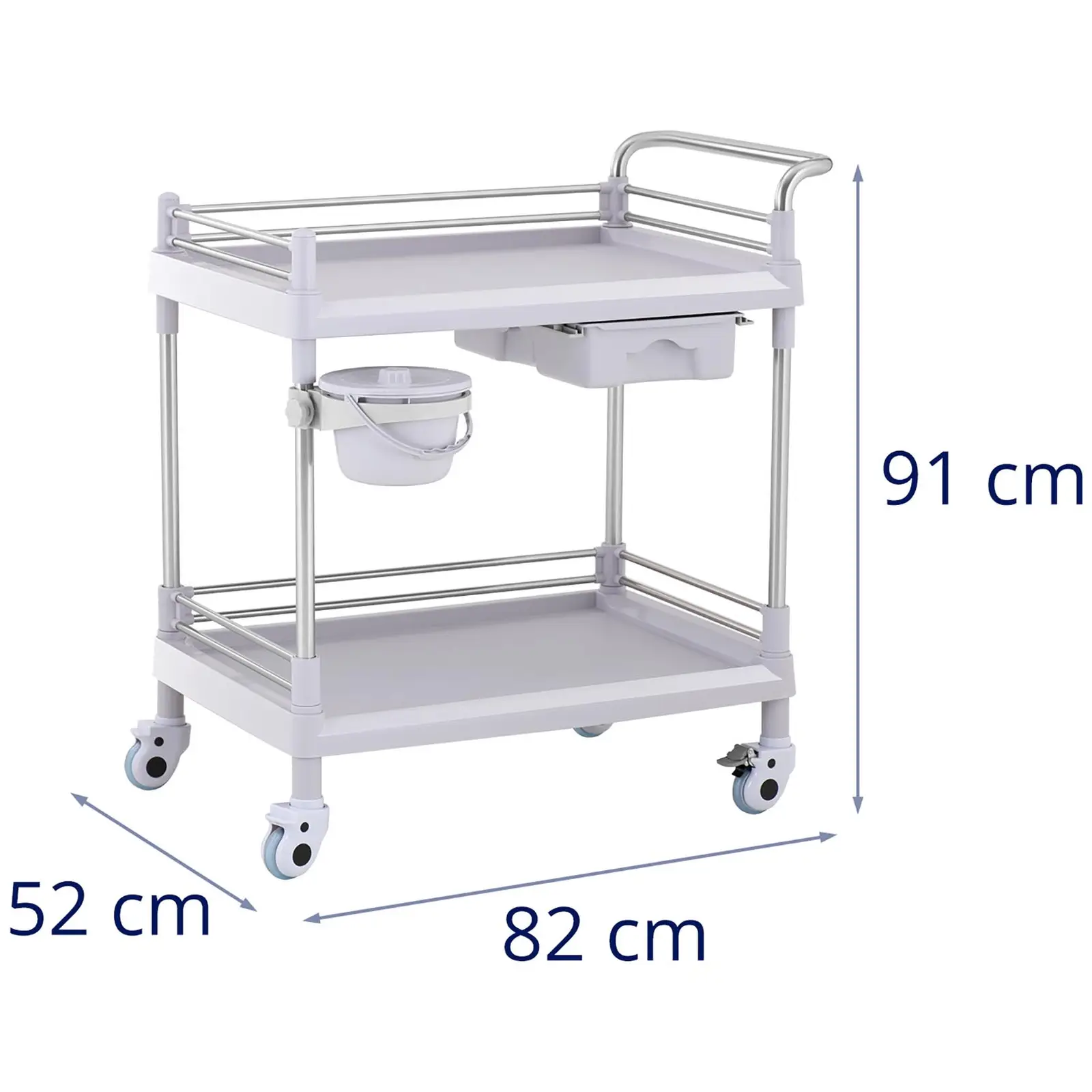 Wózek laboratoryjny - 2 półki 65 x 46 x 14 cm - 1 szuflada - 20 kg