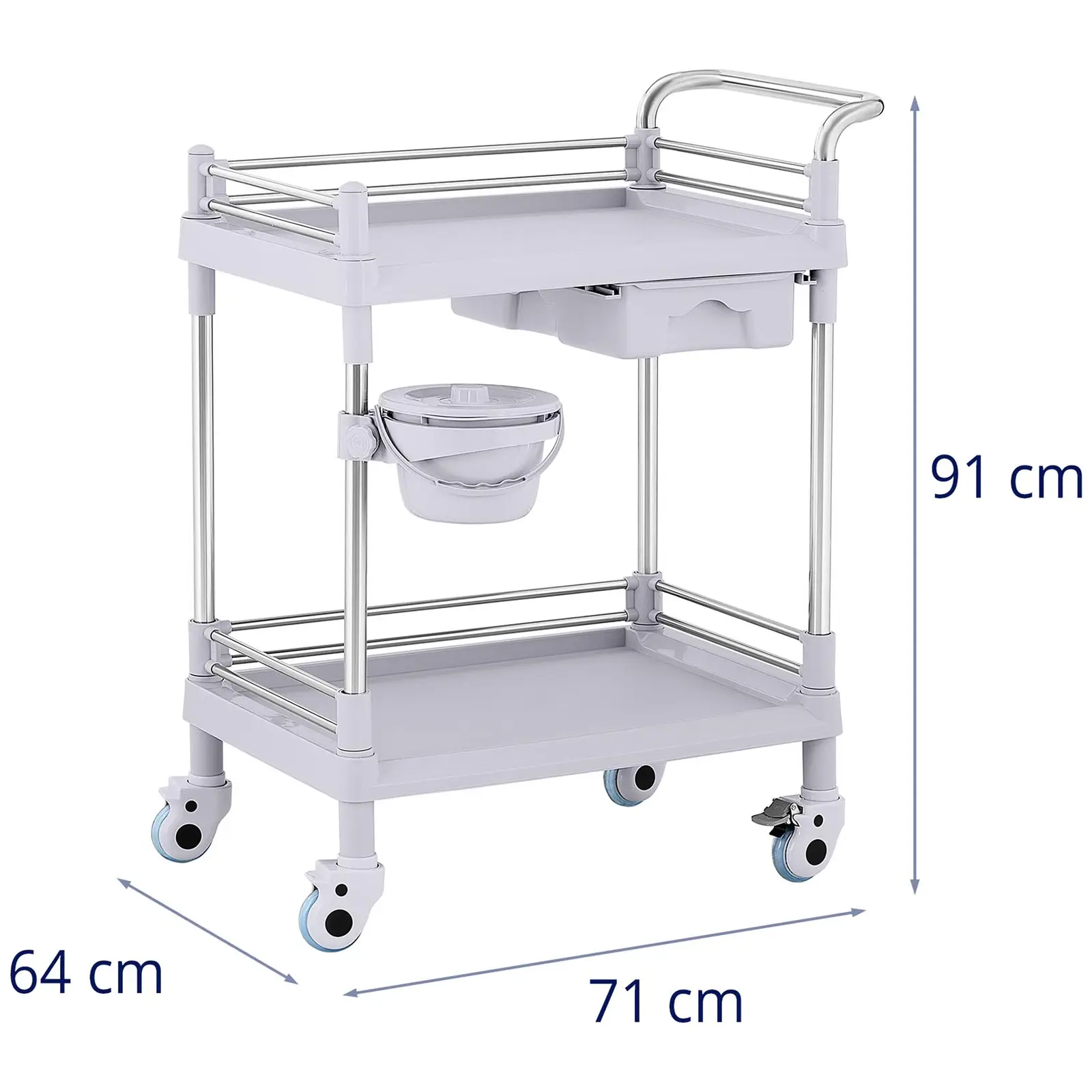 Laboratory Trolley - 2 shelves each 54 x 38 x 14 cm - 1 drawer - 20 kg