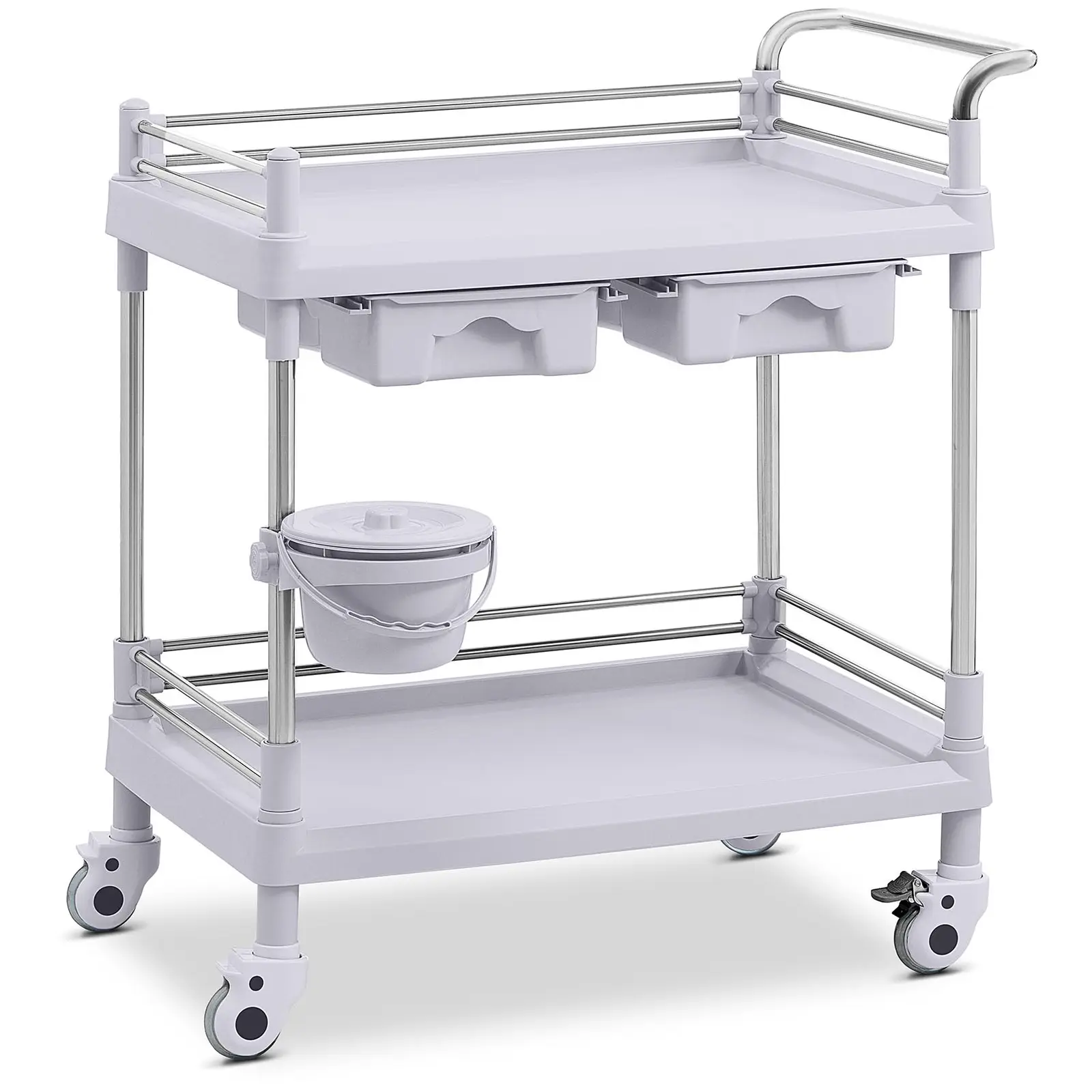 Cărucior de laborator - 2 rafturi fiecare 65 x 46 x 14 cm - 2 sertare - 40 kg - Imaginea produsului