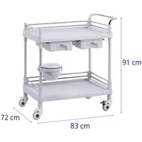 Laboratory Trolley - 2 shelves each 65 x 46 x 14 cm - 2 drawers - 40 kg