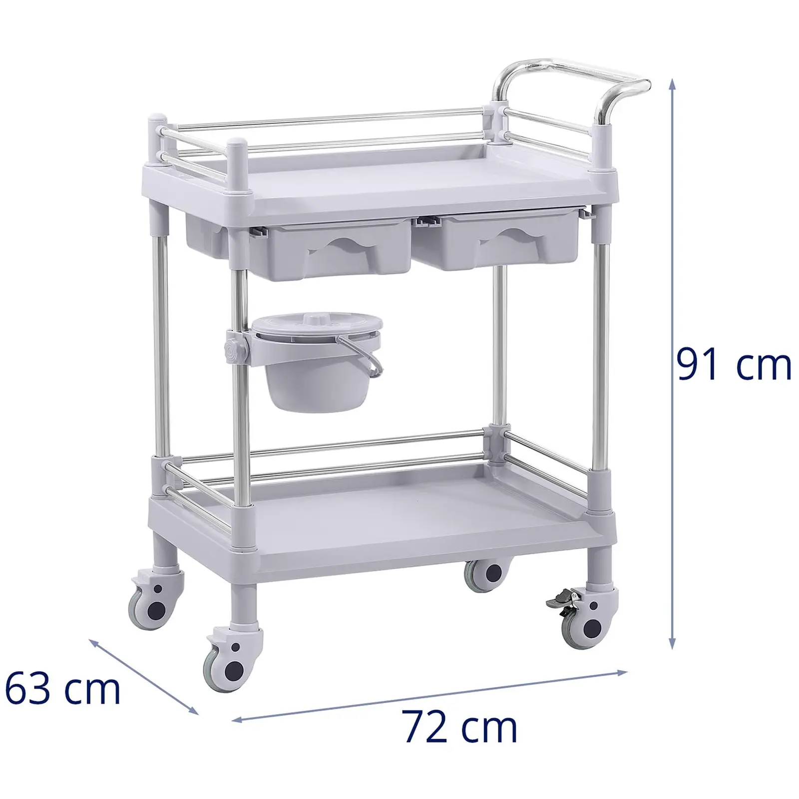 B-varer Laboratory Trolley - 2 shelves each 53 x 38 x 14 cm - 2 drawers - 40 kg