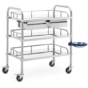 Laboratory Trolley - stainless steel - 3 shelves each 60 x 40 x 13 cm - 2 drawers - 15 kg