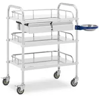 Laboratory Trolley - stainless steel - 3 shelves each 60 x 40 x 13 cm - 2 drawers - 15 kg - compact