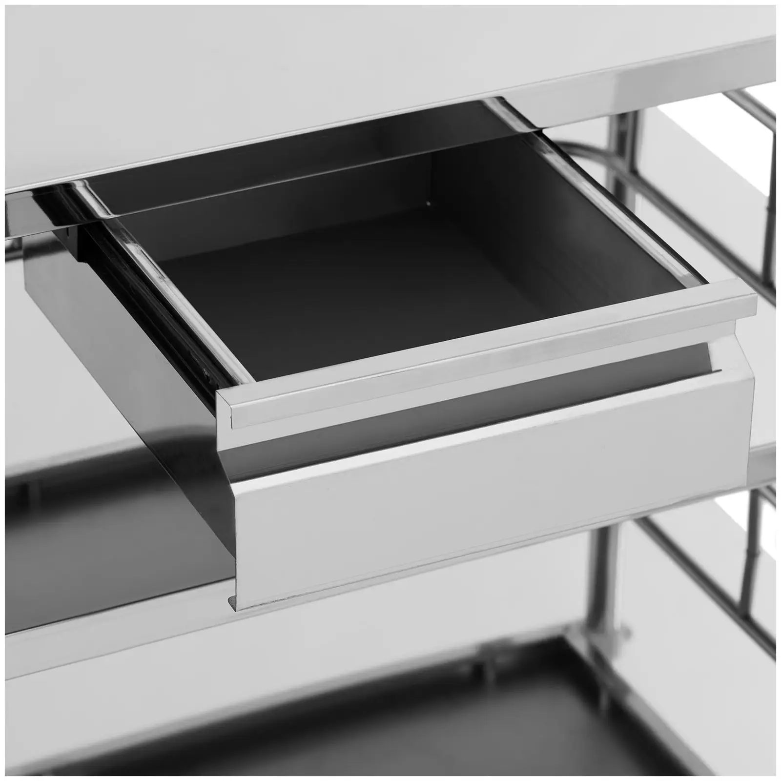 Laboratory Trolley - stainless steel - 3 shelves each 74 x 44 x 13 cm - 1 drawer - 60 kg