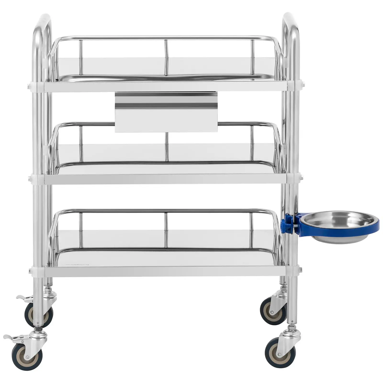 Carrello da laboratorio - Acciaio inox - 3 ripiani da 56 x 36 x 13 cm - 1 cassetto - 15 kg