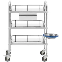 Laboratory Trolley - stainless steel - 3 shelves each 45 x 36 x 13 cm - 1 drawer - 15 kg