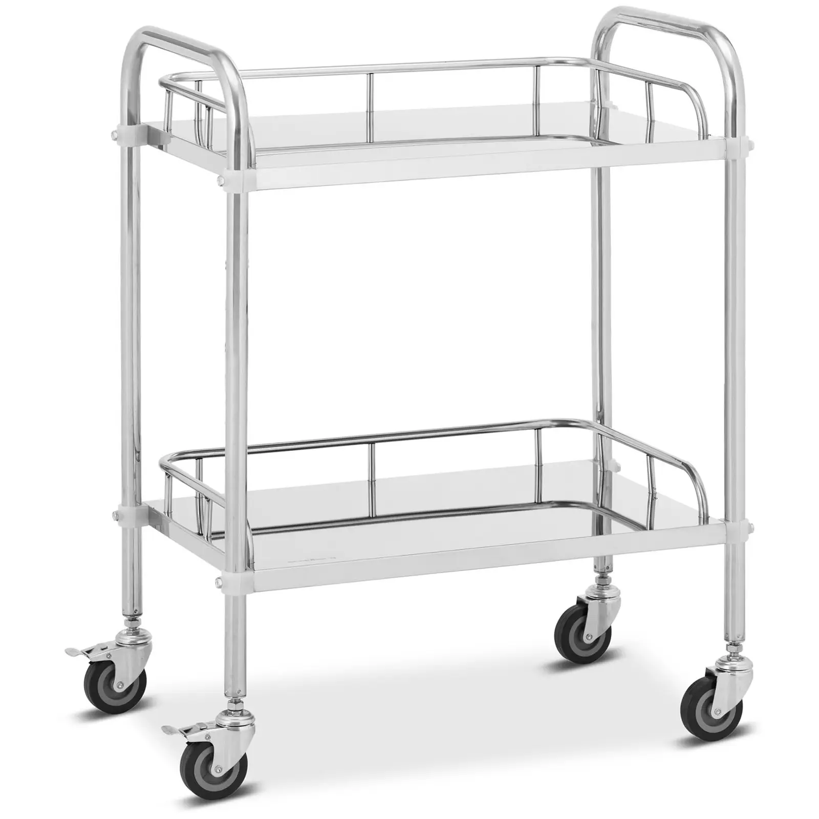 Laboratorní vozík - ušlechtilá ocel - 2 police o rozměru 55 x 36 x 2,5 cm - 10 kg