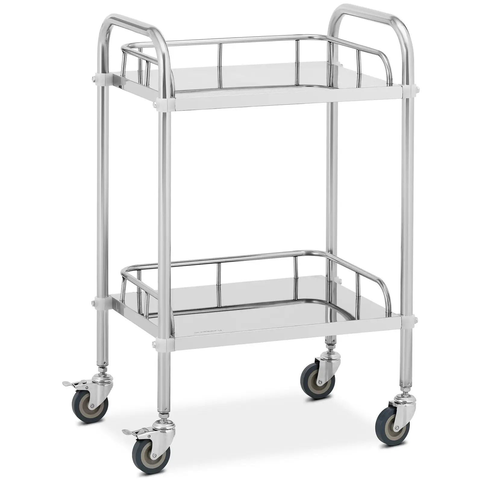 Chariot médical - inox - 2 tablettes de 45 x 36 x 2,5 cm - 20 kg