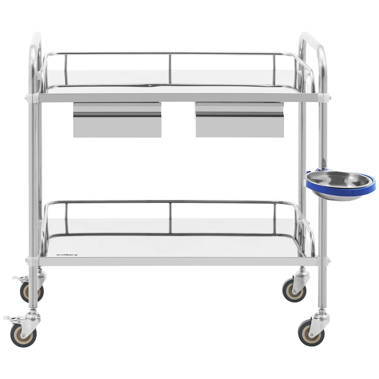 Laboratorní vozík - ušlechtilá ocel - 2 police o rozměru 74 x 44 x 13 cm - 2 zásuvky - 20 kg (Nosnost - max. nosnost: 20 kg)