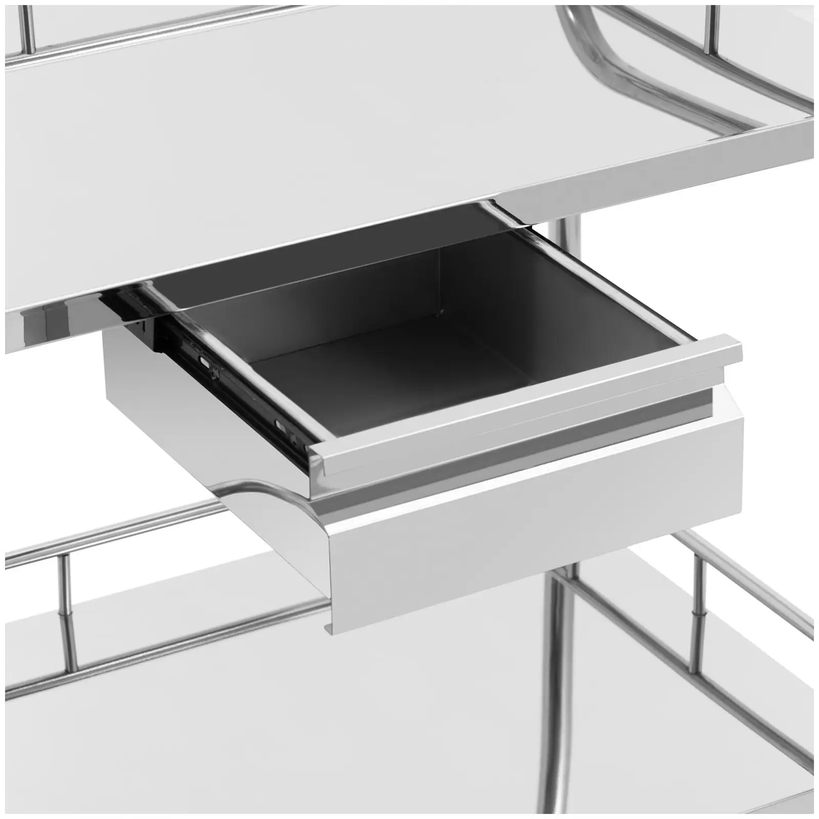 Laboratory Trolley - stainless steel - 2 shelves each 74 x 44 x 13 cm - 1 drawer - 20 kg
