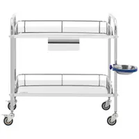 Laboratory Trolley - stainless steel - 2 shelves each 74 x 44 x 13 cm - 1 drawer - 20 kg