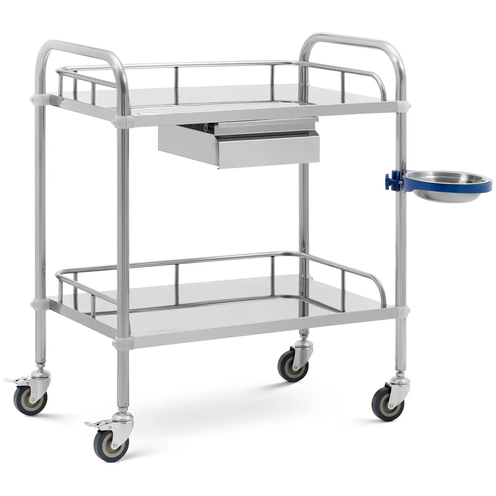 Laboratory Trolley - stainless steel - 2 shelves each 61 x 40 x 13 cm - 1 drawer - 20 kg