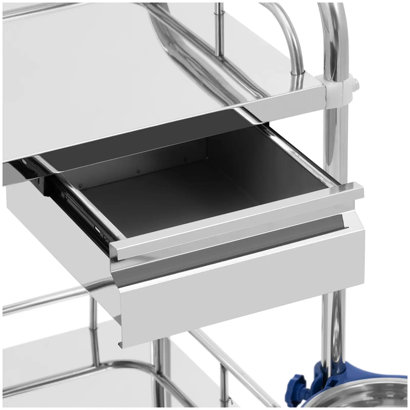 Carrito de laboratorio - acero inoxidable - 2 estantes de 65 x 43 cm - 2 cajones - 20 kg (Cantidad de estantes: 2 Pc)