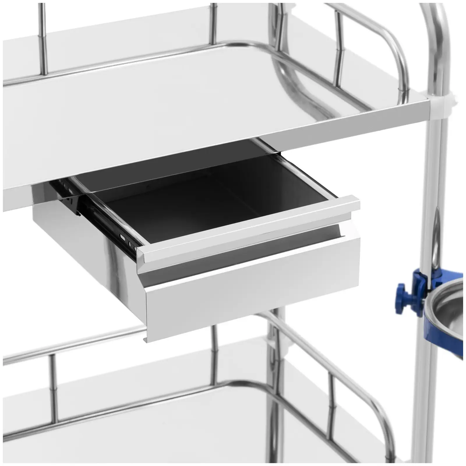 Laboratory Trolley - stainless steel - 2 shelves each 54 x 37 x 13 cm - 1 drawer - 20 kg
