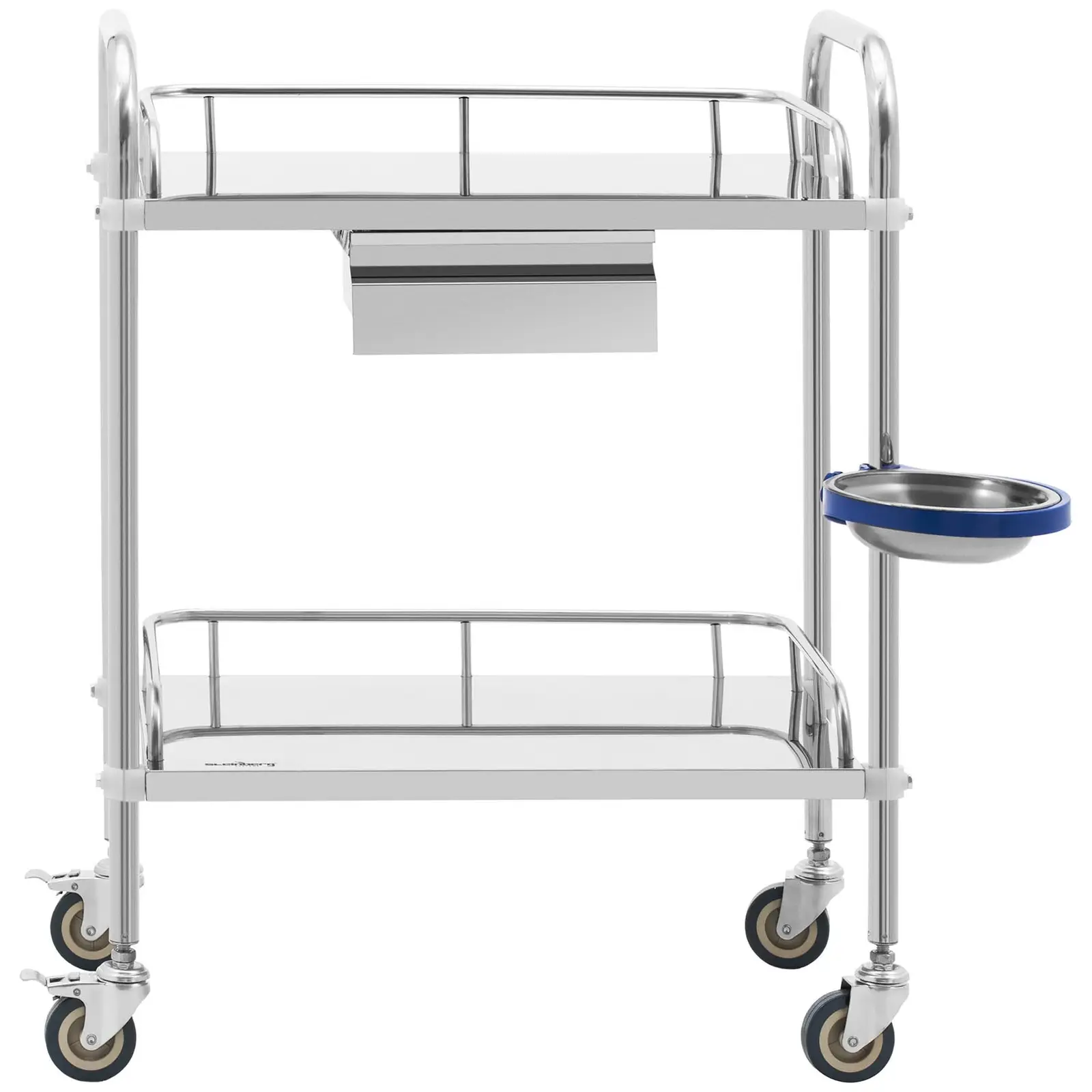 Laboratory Trolley - stainless steel - 2 shelves each 54 x 37 x 13 cm - 1 drawer - 20 kg
