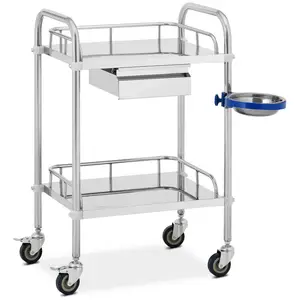 Laboratory Trolley - stainless steel - 2 shelves each 55 x 37 x 13 cm - 1 drawer - 20 kg - compact