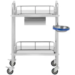 Laboratory Trolley - stainless steel - 2 shelves each 55 x 37 x 13 cm - 1 drawer - 20 kg - compact