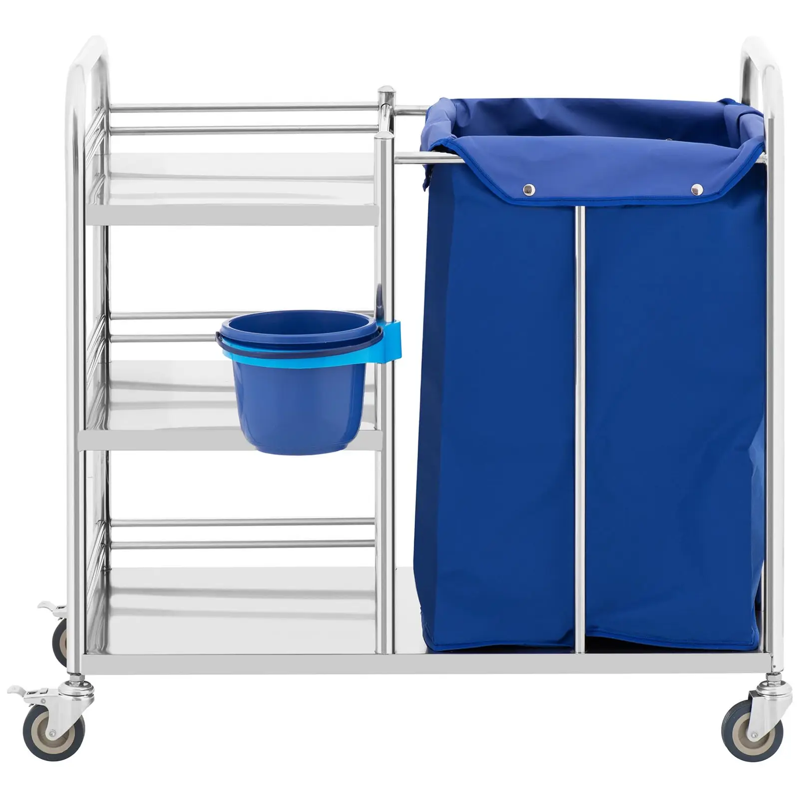 Laundry Trolley - 3 shelves & laundry bag - 50 kg - stainless steel