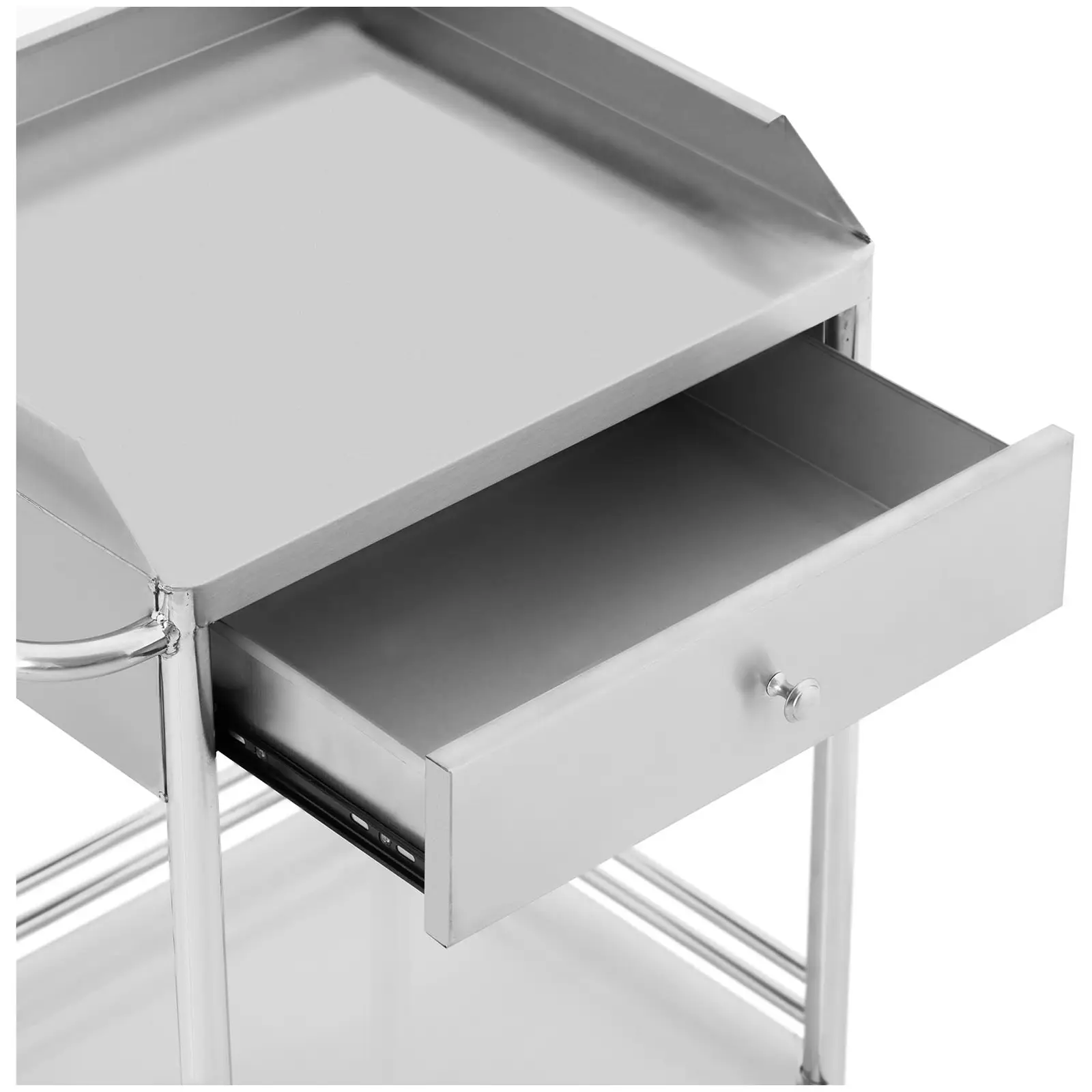 Laboratorní vozík - 2 police o rozměru 43 x 39 x 13 cm - 1 zásuvka - 40 kg (Kolečka: Ano)