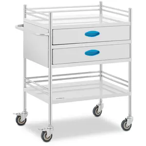 Laboratory Trolley - stainless steel - 2 shelves each 60 x 41 x 28 cm - 2 drawers - 40 kg