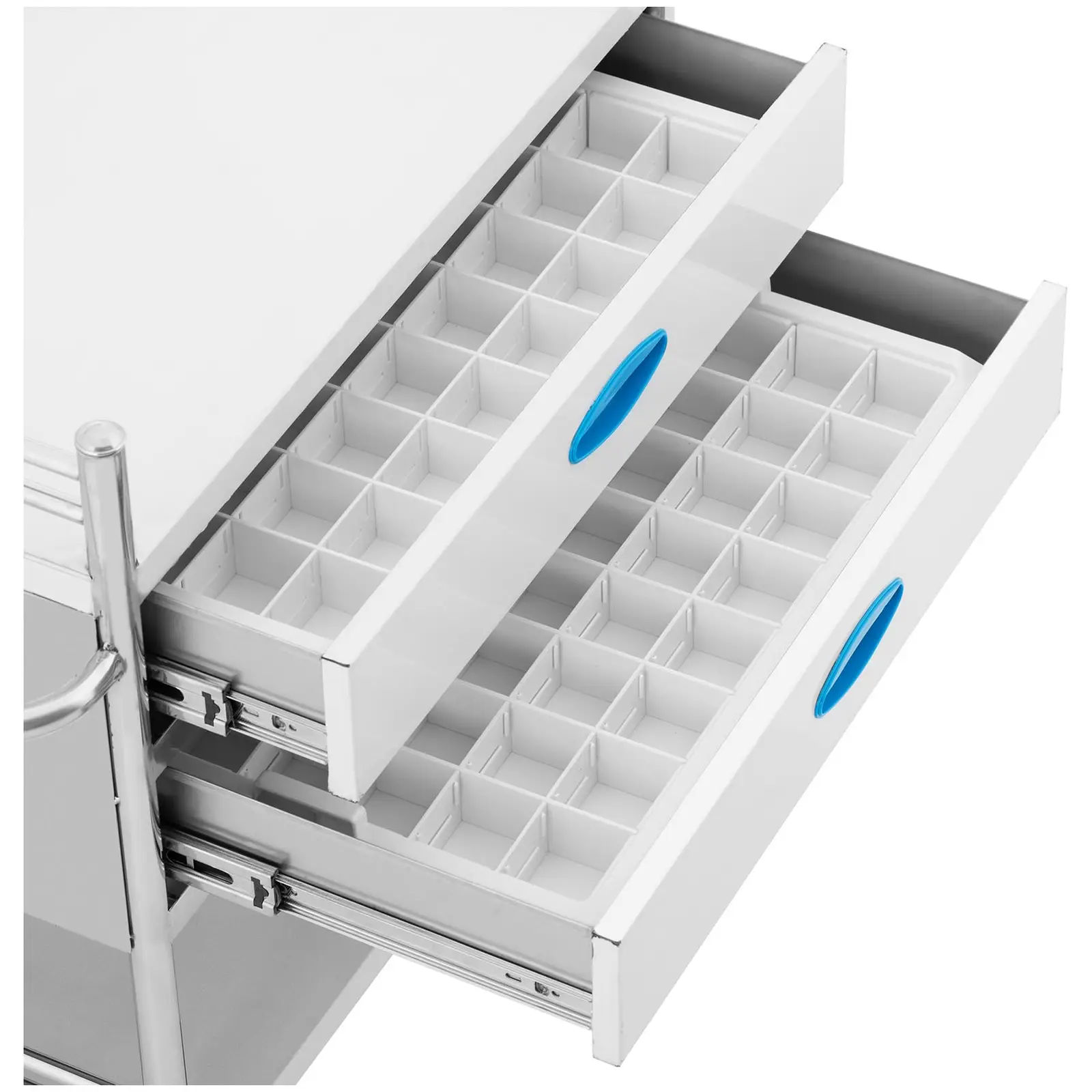 Factory second Laboratory Trolley - stainless steel - 2 shelves each 60 x 41 x 28 cm - 2 drawers - 40 kg