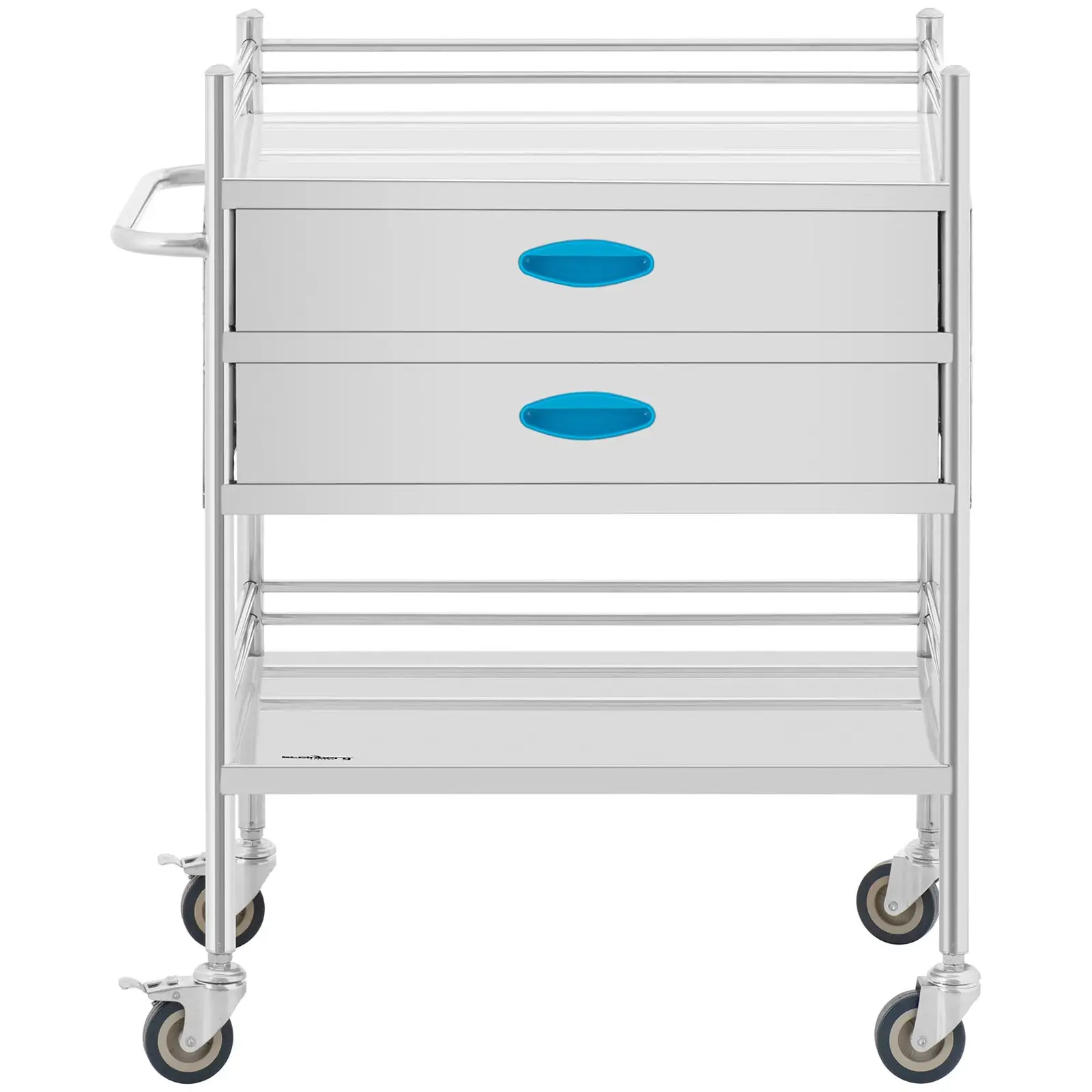 Chariot médical - acier inoxydable - 2 tablettes de 60 x 41 x 28 cm - 2 tiroirs - 40 kg